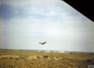 Asisbiz Hawker Hurricane IId Trop RAF 6Sqn practises on a abandoned enemy tank in Tunisia IWM TR1011