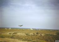Asisbiz Hawker Hurricane IId Trop RAF 6Sqn practises on a abandoned enemy tank in Tunisia IWM TR1012