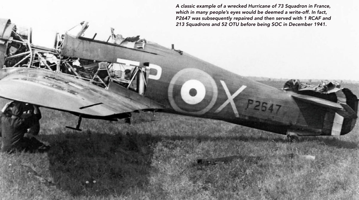 Hawker Hurricane I RAF 73Sqn TPX P2647 landing accident France
