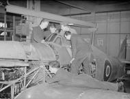 Asisbiz Fleet Air Arm Sea Hurricane with Arm Fitters at NAS Hednesford Staffordshire 16th Nov 1944 IWM A26449