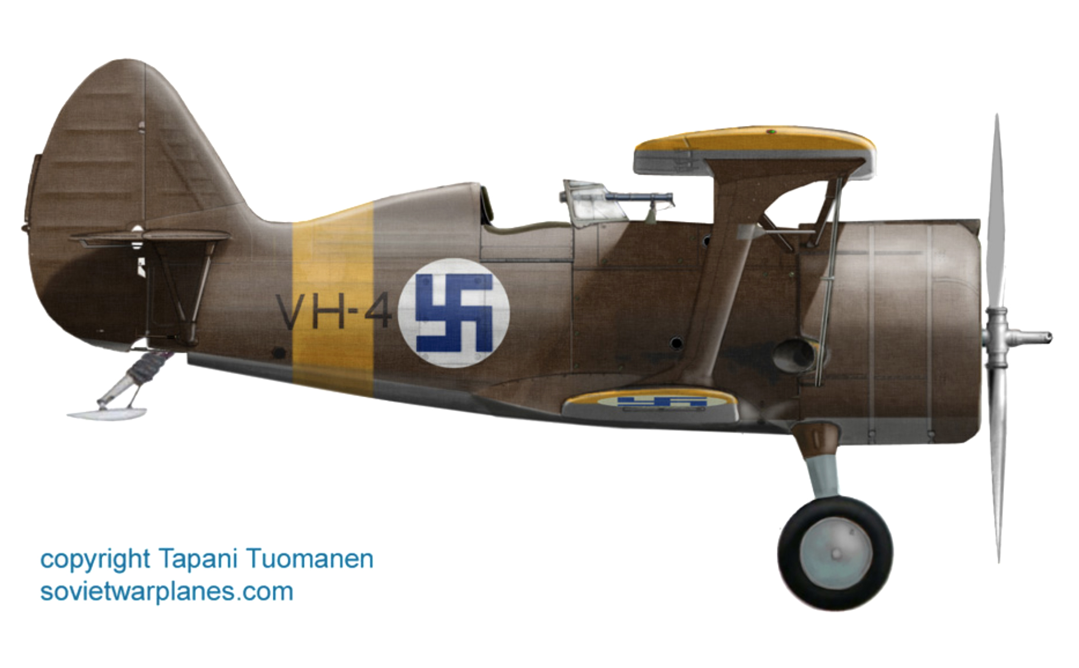 Ilmavoimat Polikarpov I 153 FAF 2.TLeLv35 as VH4 Finland Jun 1941 0A