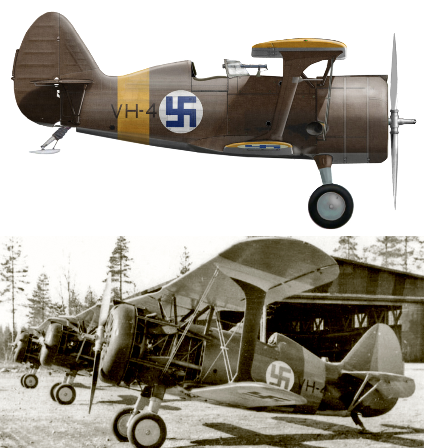 Ilmavoimat Polikarpov I 153 FAF 2.TLeLv35 as VH4 Finland Jun 1941 0B