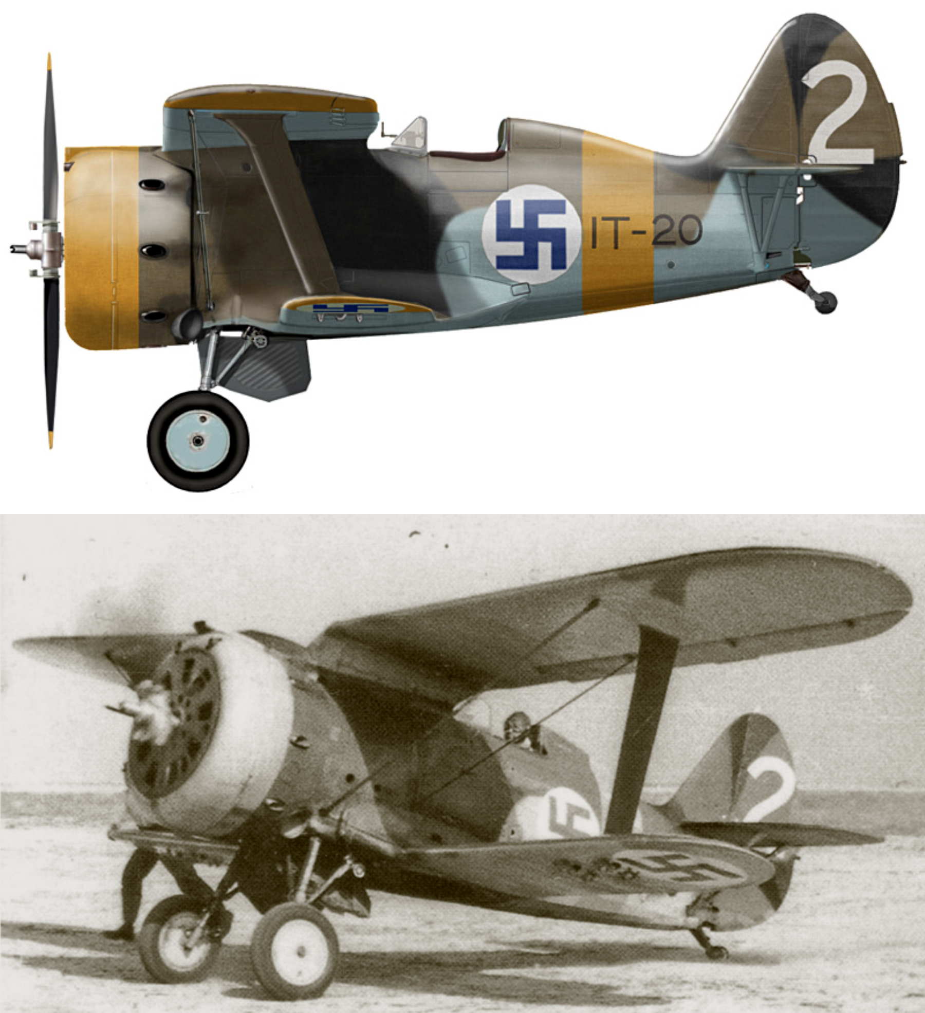 Ilmavoimat Polikarpov I 153 FAF 3.LLv6 as IT20 White 20 flown by pilot Lt R Paltila 23rd Jul 1942 0B