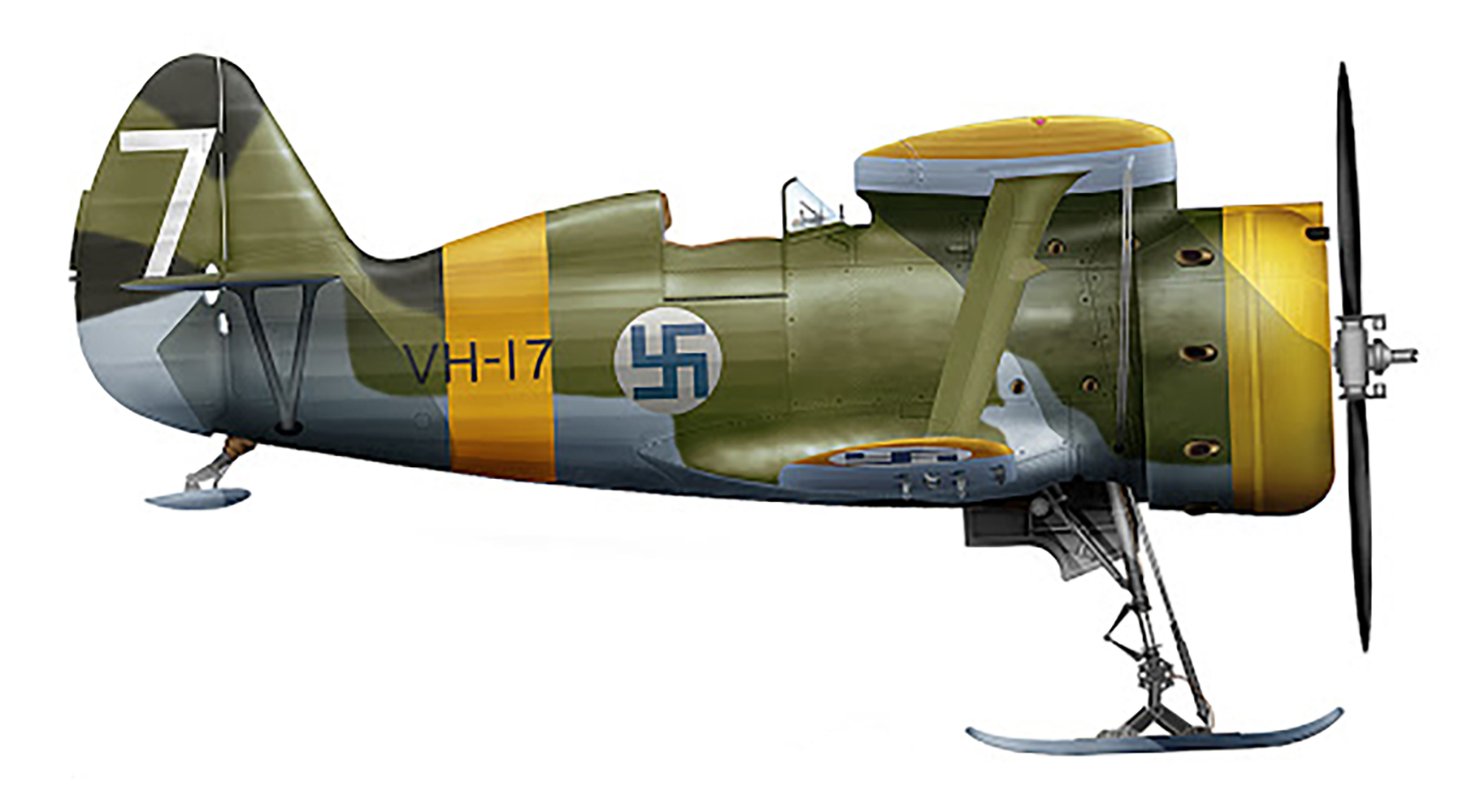 Ilmavoimat Polikarpov I 153 FAF 3.LLv6 as VH17 at Hamina Mar 1942 0A