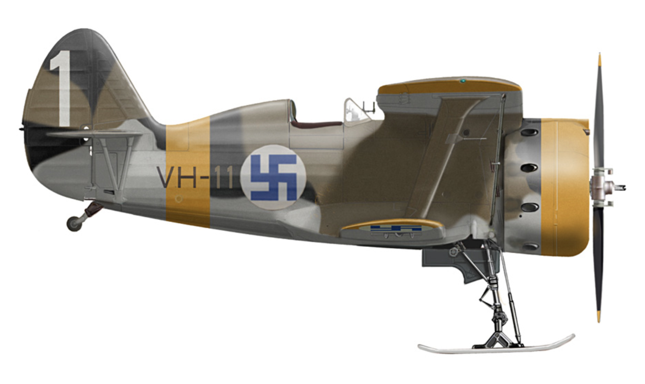 Ilmavoimat Polikarpov I 153 FAF LeLv29 as VH11 White 1 Finland winter 1941 42 0A