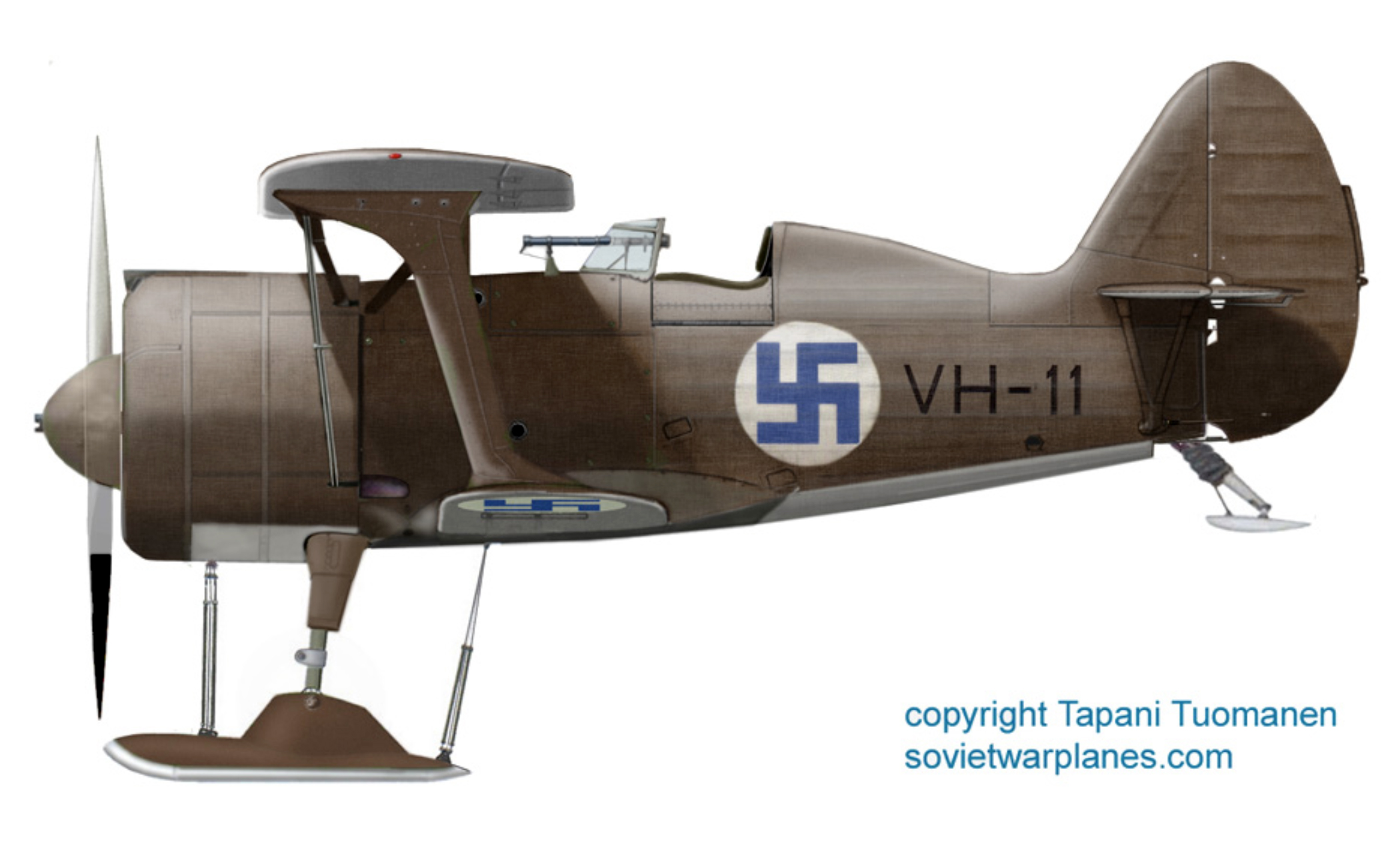 Ilmavoimat Polikarpov I 153 FAF LeLv29 as VH11 ex Soviet 145IAP Yellow 173 Finland 26th Feb 1940 0A