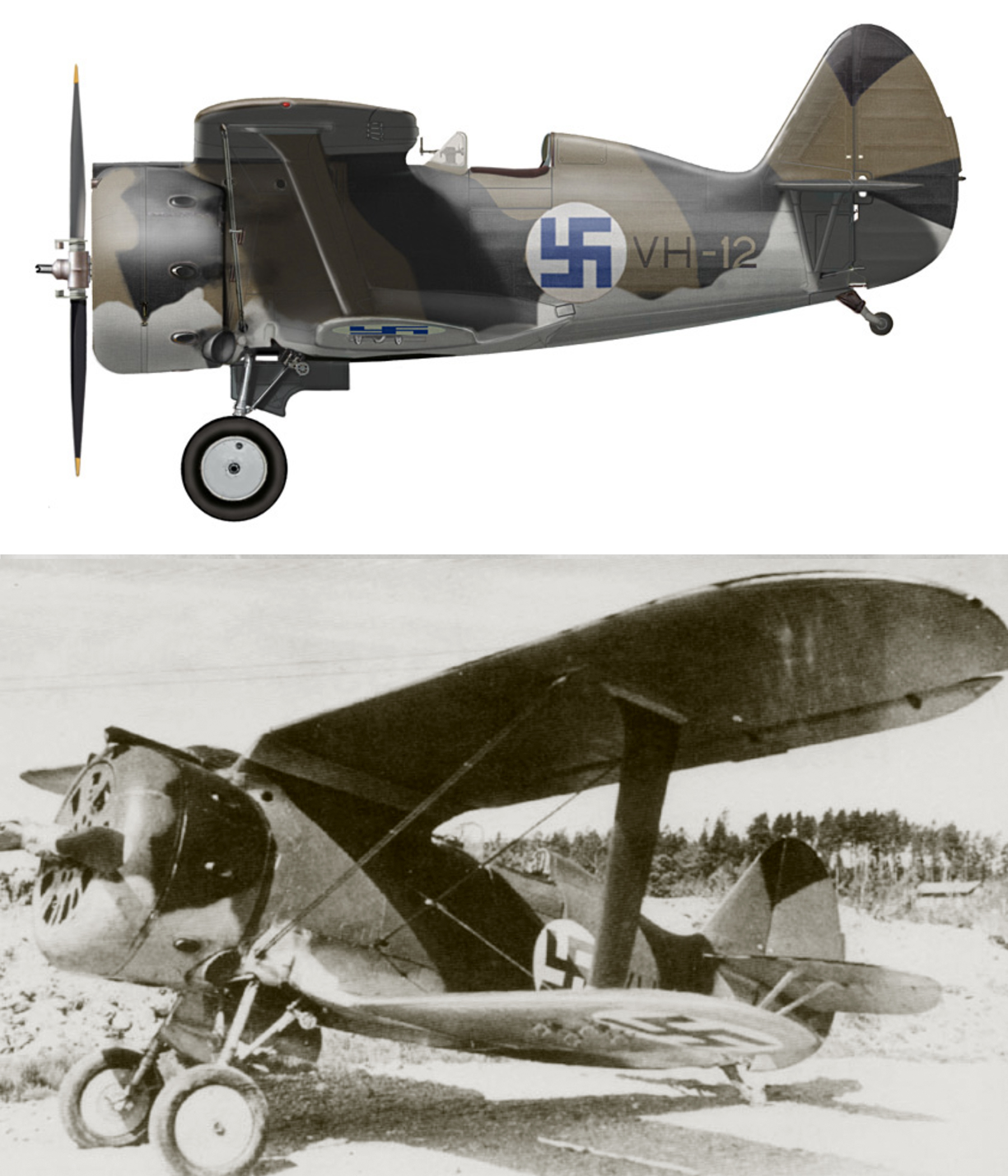 Ilmavoimat Polikarpov I 153 FAF as VH12 later IT12 Finland winter 1940 41 0C