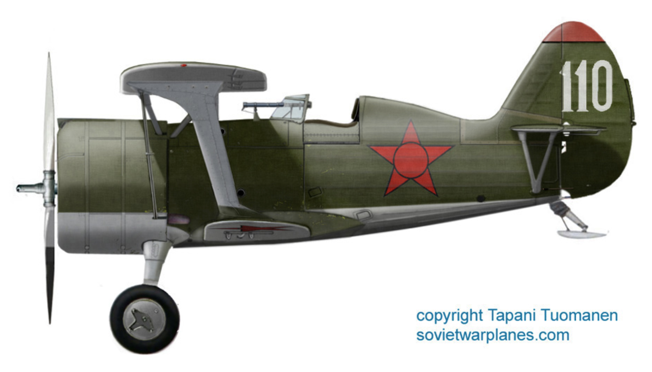 Polikarpov I 15 65ShAP later 17GvShAP Wite 110 autumn 1941 0B