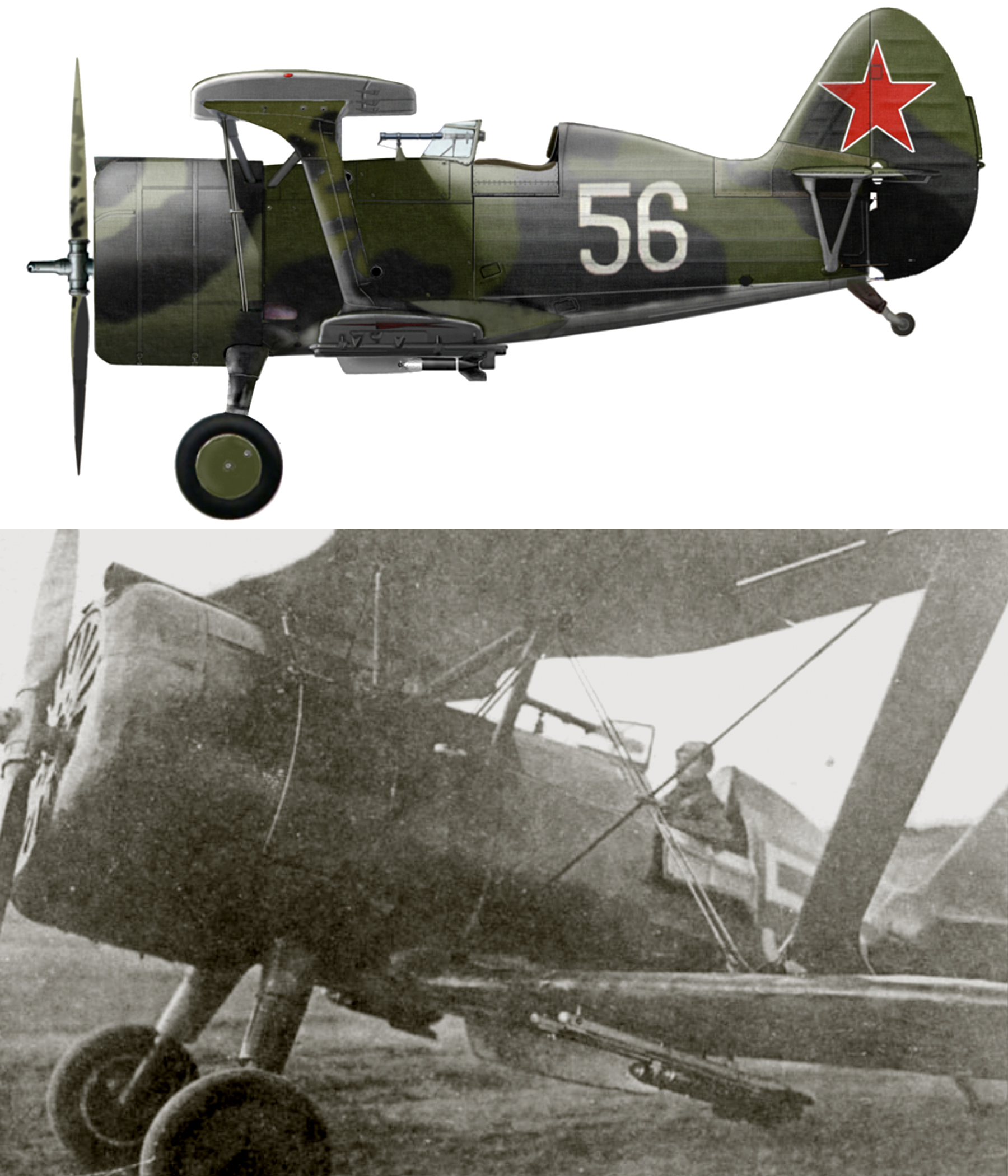 Polikarpov I 153 11th assault aviation regiment Silver 56 Black Sea Fleet Jun 1941 0A