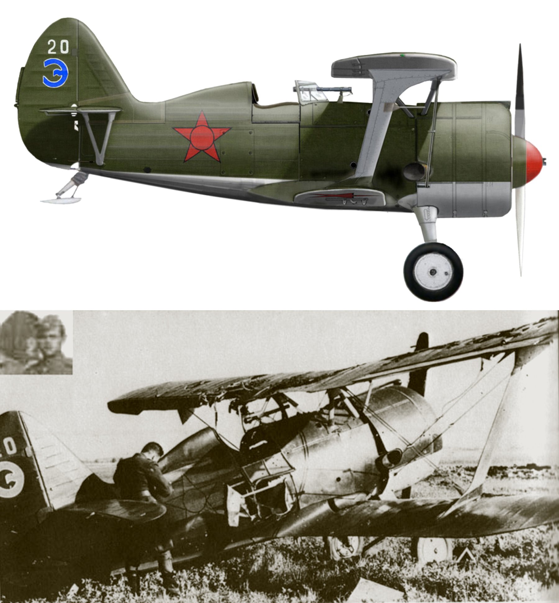 Polikarpov I 153 74ShAP Blue E captured at Rzesno during the Barbarrosa onslaught 1941 0B