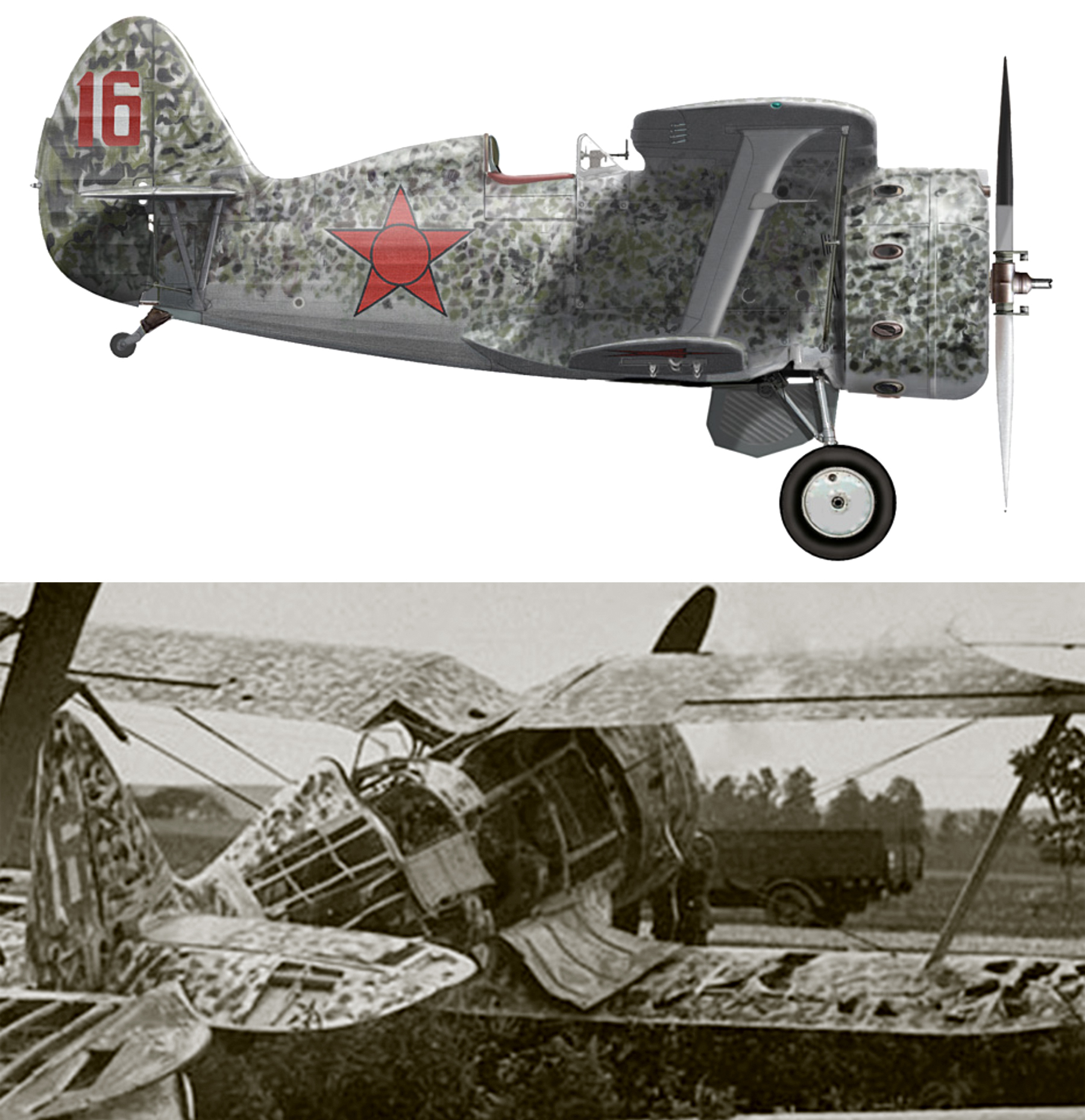 Polikarpov I 153 IAP Red 16 captured during the Barbarrosa onslaught at Minsk 1941 0C