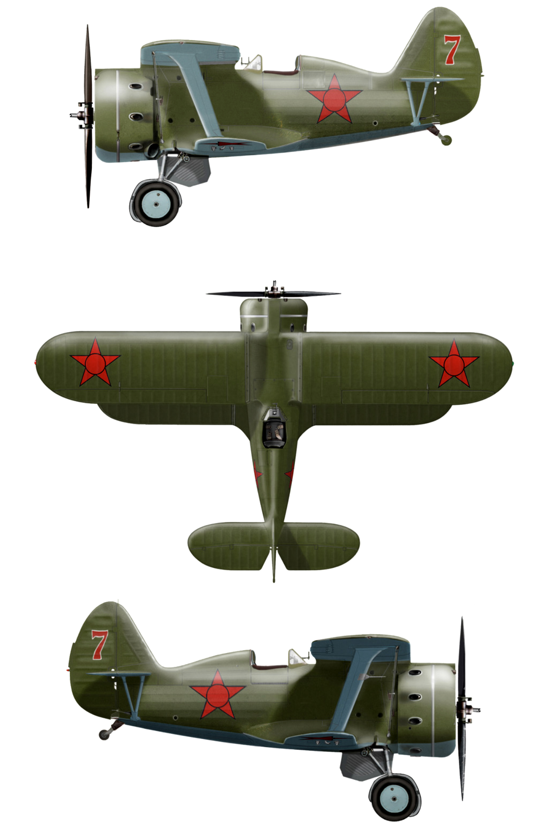 Polikarpov I 153 Red 7 unidentified fighter unit at Tikhvyn Leningrad region December 1941 0A