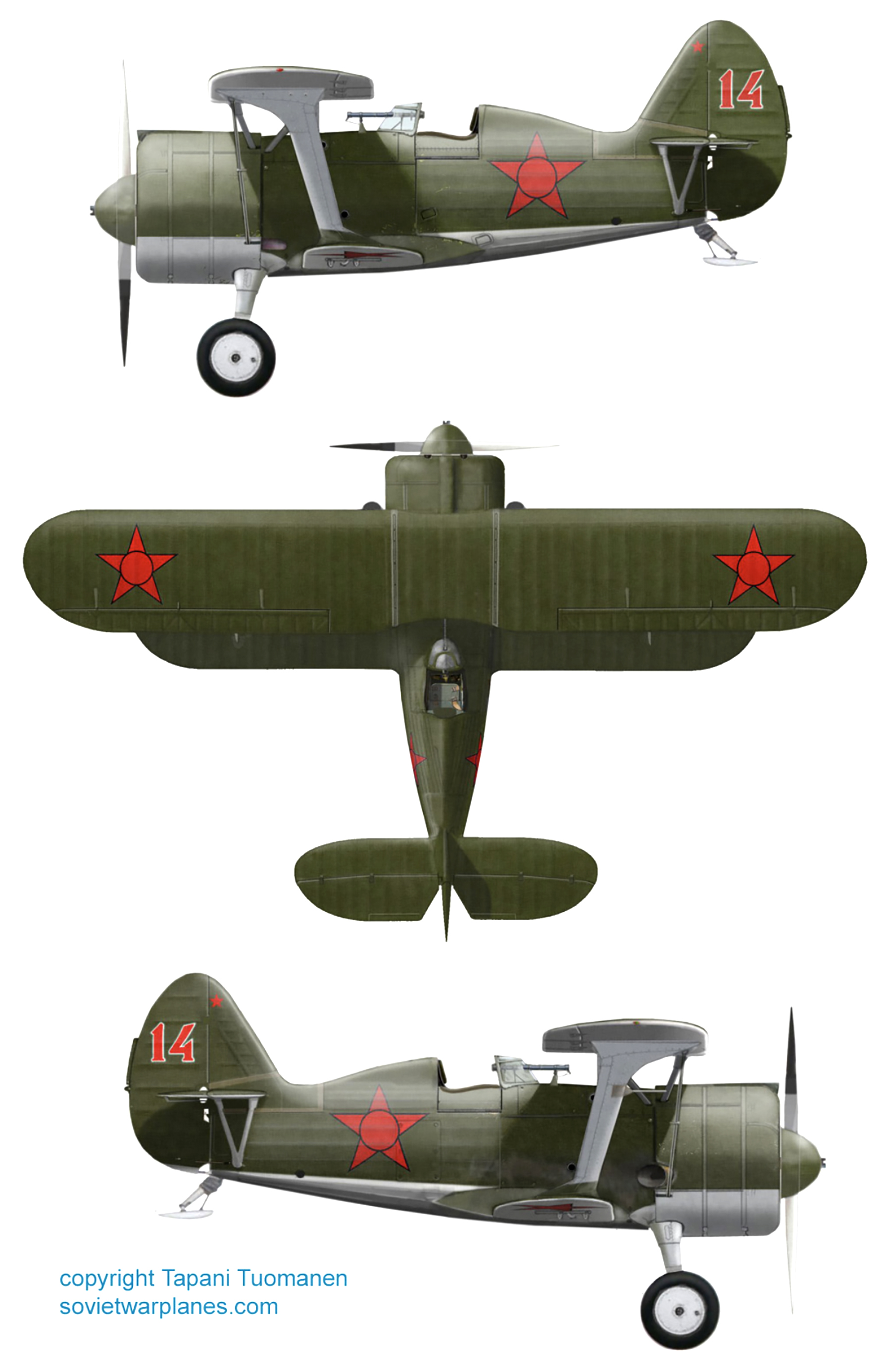 Polikarpov I 153 unknown unit Red 14 Moscow military district before the war 0A