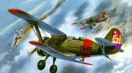 Asisbiz Spanish Civil War Republican Polikarpov I 15s battle with Nationalist fighters artwork web 01