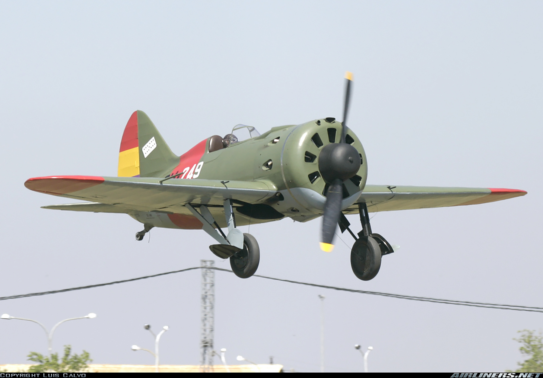 Airworthy Polikarpov I 16 type 24 cn 2421039 flying as Spanish Republican AF CM249 SCW 05