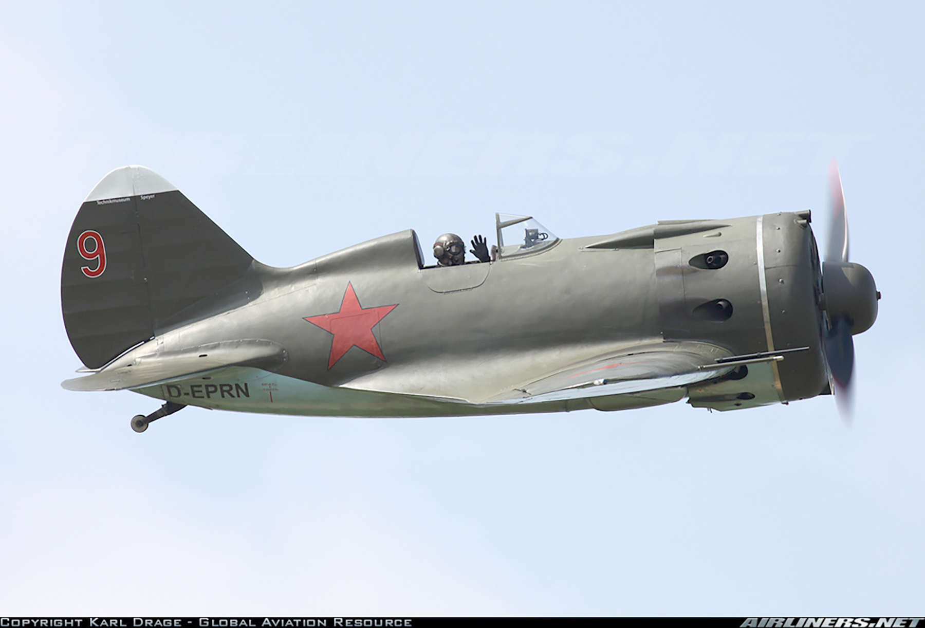 Airworthy Polikarpov I 16 type 24 cn 2421319 flying as Red 9 02