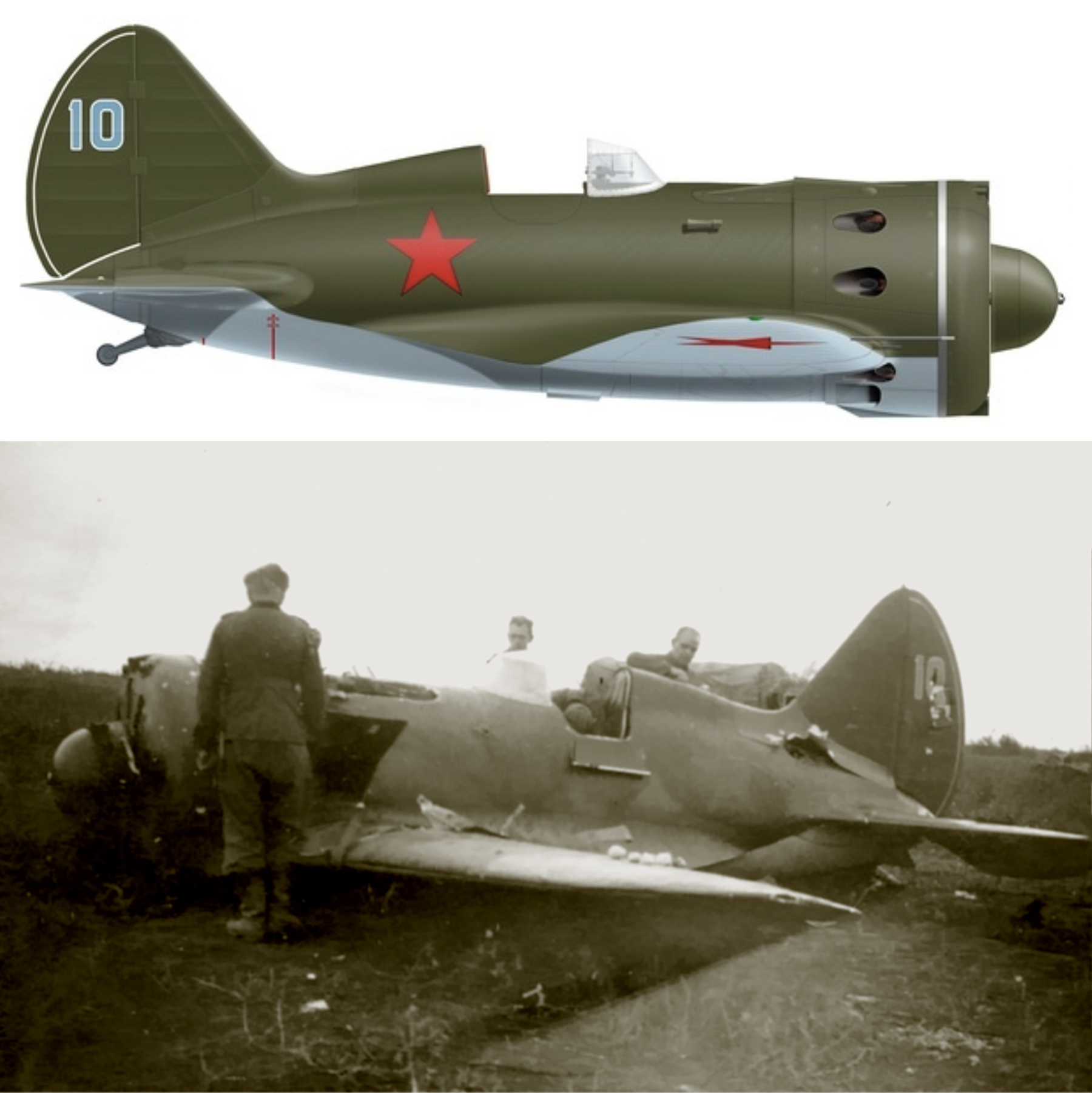 Polikarpov I 16 type 17 127IAP Blue 10 force landed Leningrad Front spring 1941 0A