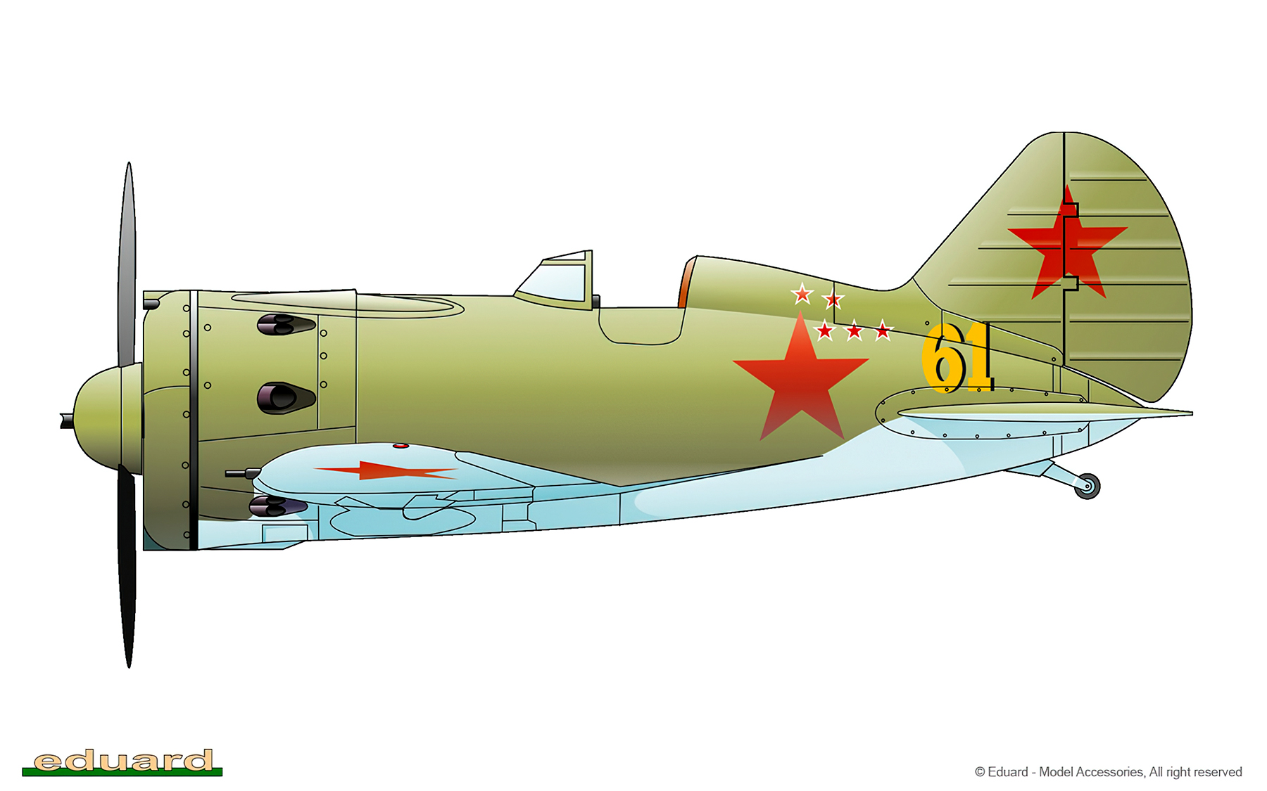 Polikarpov I 16 type 18 286IAP VVS Yellow 61 Leningrad area spring 1942 0A