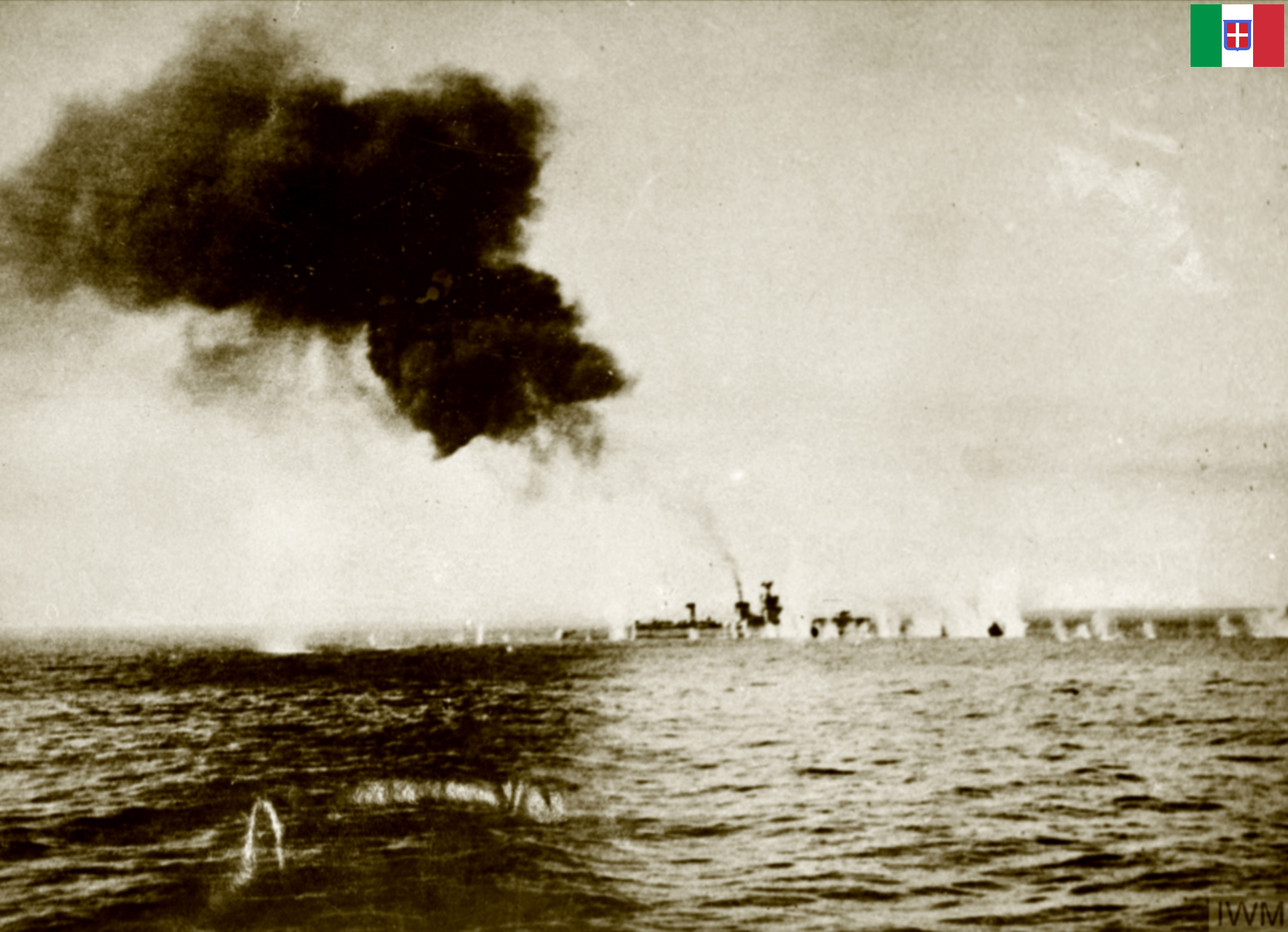 Battle of Cape Spada HMAS Sydney attacking the Bartolomeo Colleoni IWM A218