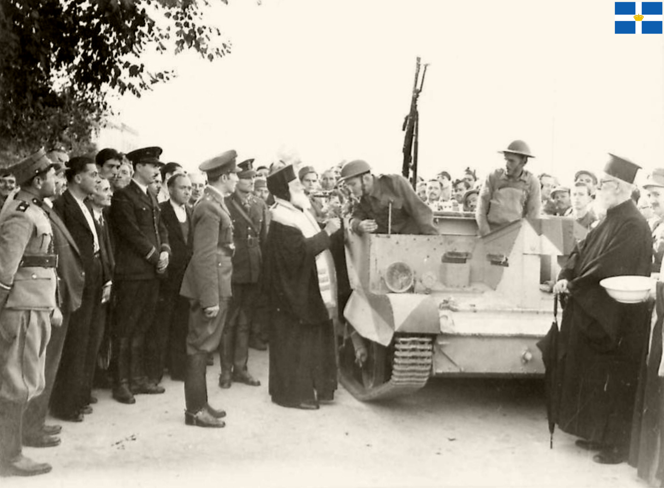 Bishop of Canea blessing Bren carriers and light tanks Crete 15 Oct 1940 IWM E1197