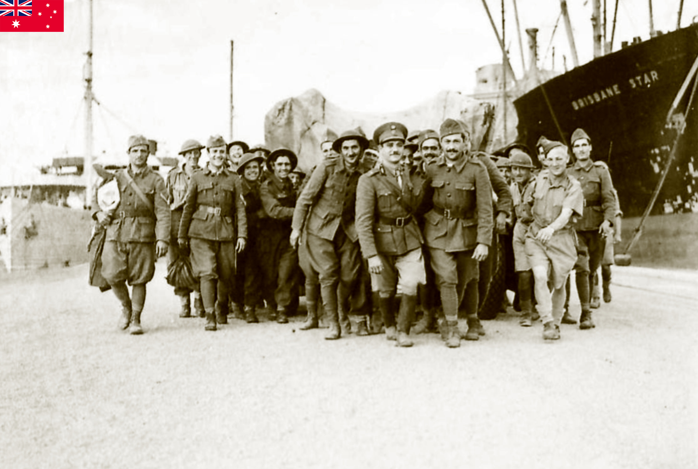 MV Brisbane Star delivers supplies to Crete as troops help move artillery Nov 1941 IWM E1164