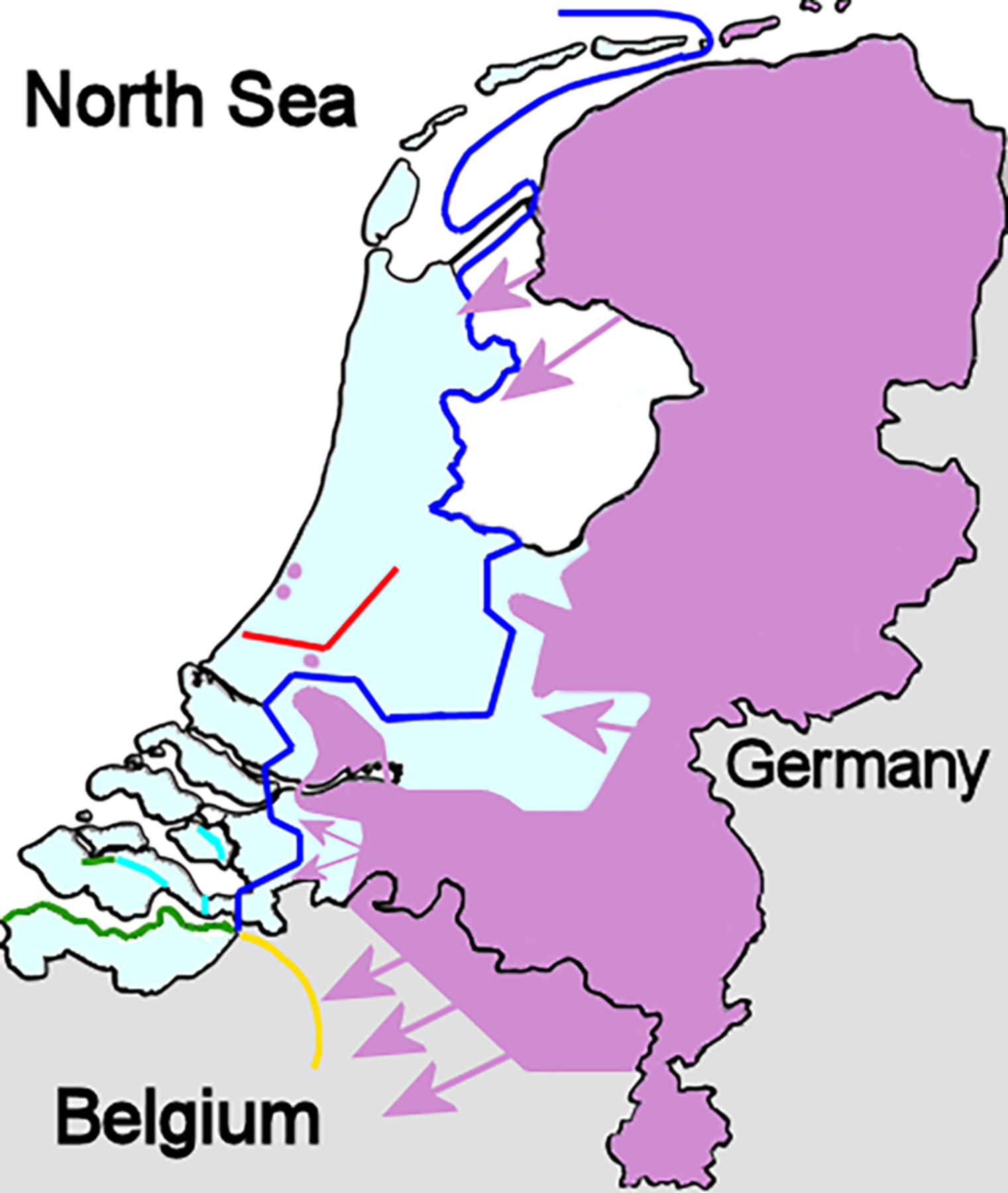 Map showing the Dutch situation just before the Rotterdam Blitz May 1940 wiki 0A