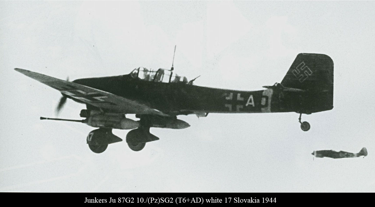 Junkers Ju 87G2 Stuka Stab 10.(Pz)SG2 (T6+AD) white 17 Slovakia 1944 03