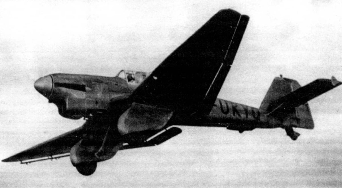 Junkers Ju 87V3 Stuka prototype D UKYQ WNr 4923 aerial test flight 1936 02