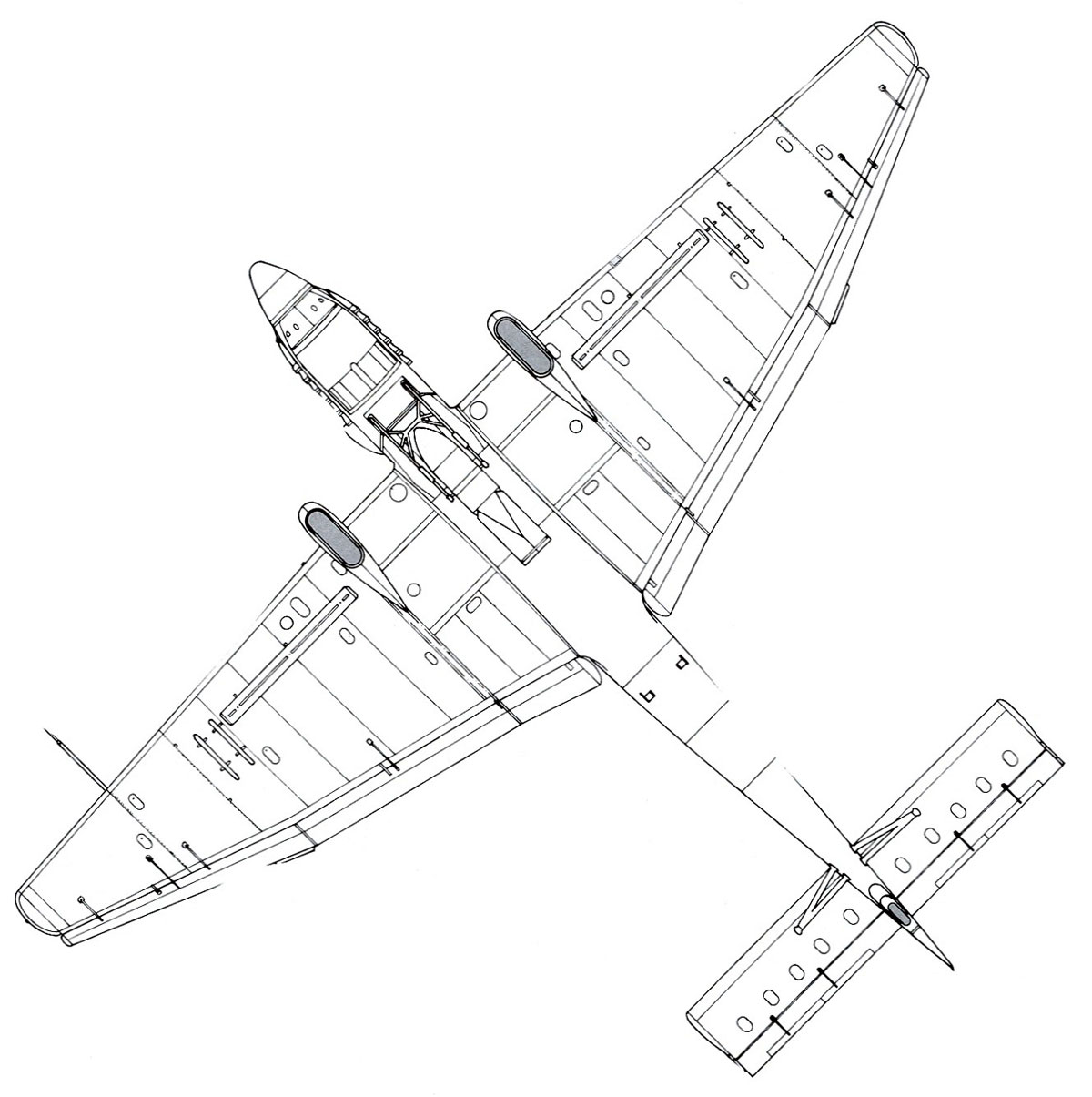 Diagram of Junkers Ju 87B Stuka bottom or underneath profile view blue print 0A