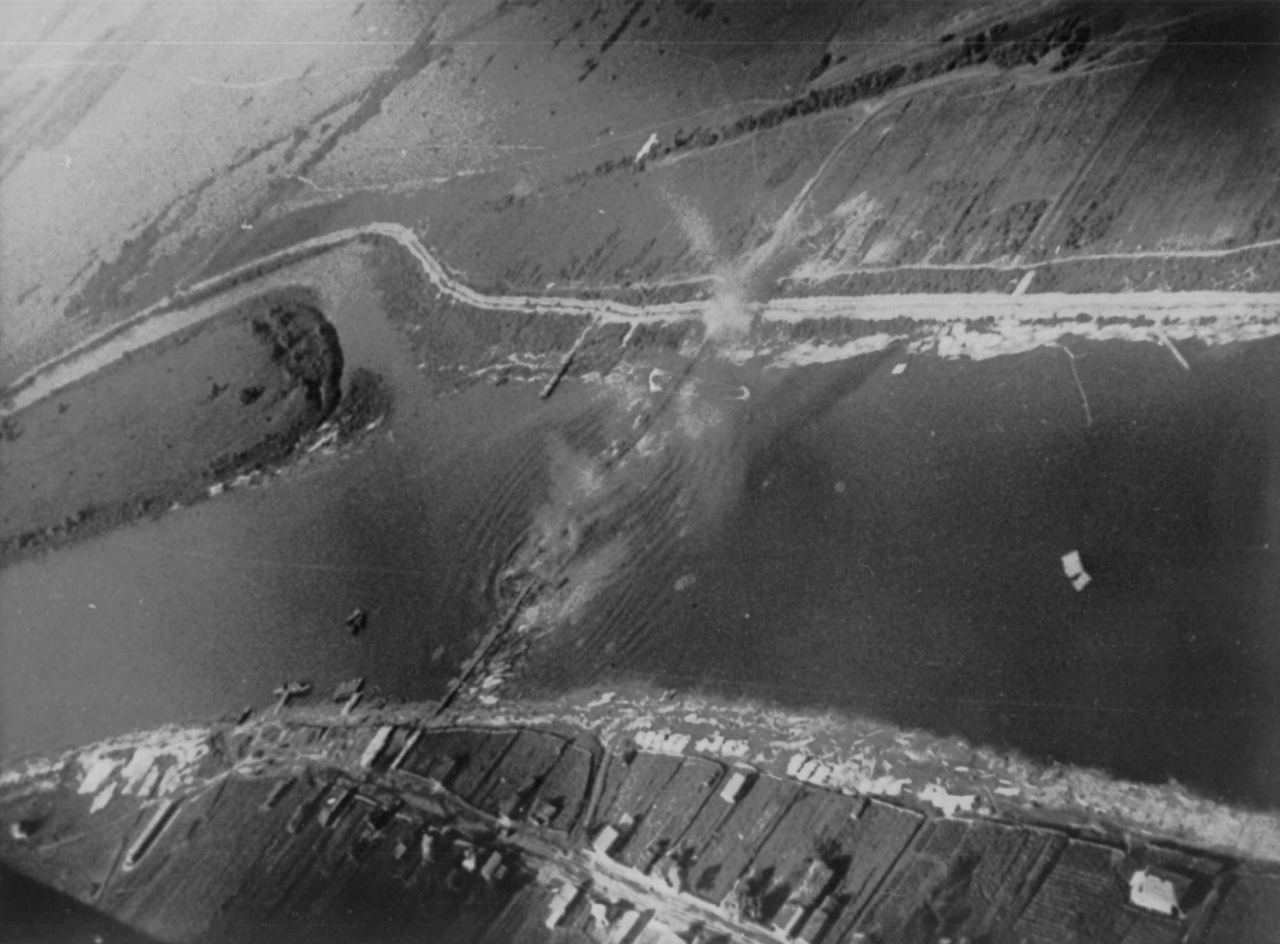 Ground targets hit by Stukas in this case a Soviet bridge crossing 20th Aug 1941 NIOD