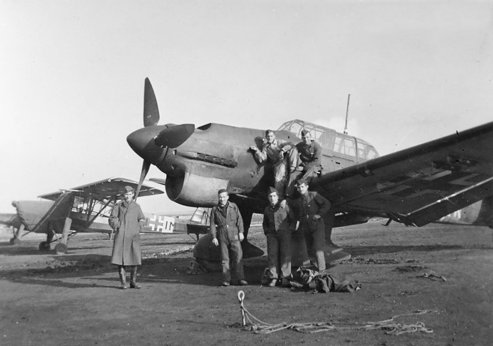 Junkers Ju 87B Stuka parked next to a Fieseler Storch 01