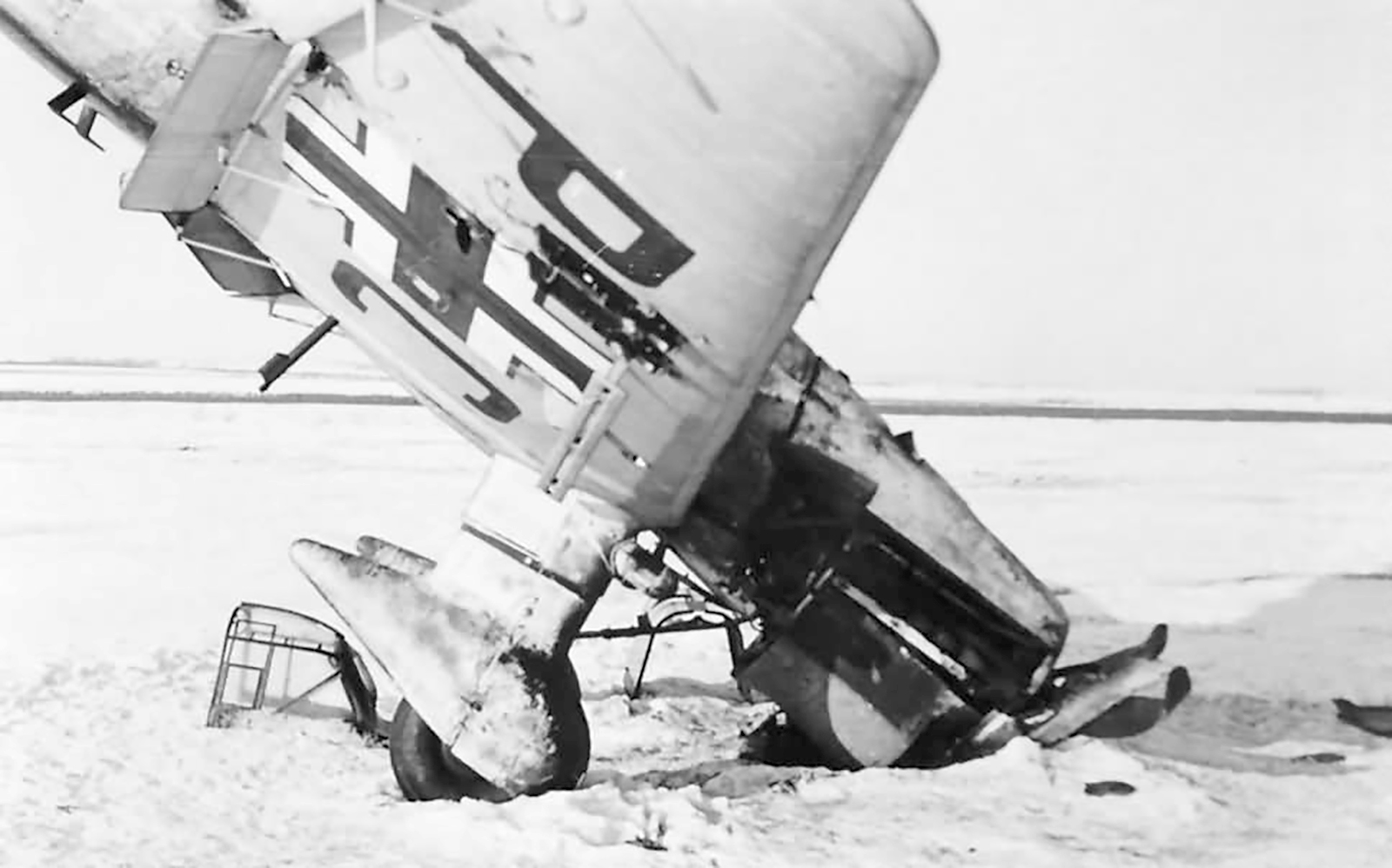 Junkers Ju 87B Stuka shows its manufacturers code Stkz PC+ZO after becoming bogged in snow 02