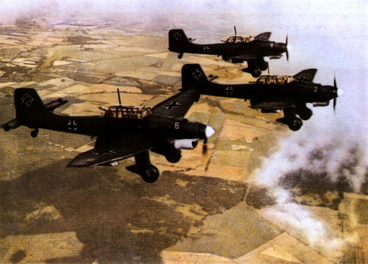 Junkers Ju 87B1 Stuka in a Kette formation (chain of 3) over France 1940 01