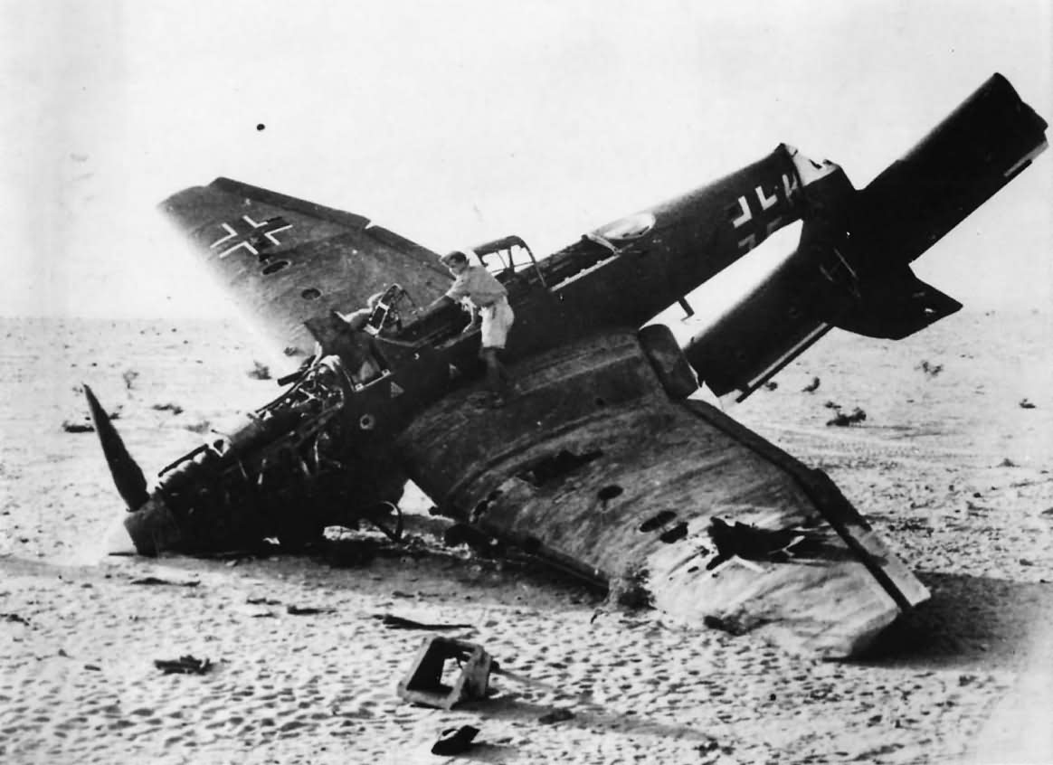 Junkers Ju 87D Stuka lies abandoned after being shot down by flak over El Alamein 01