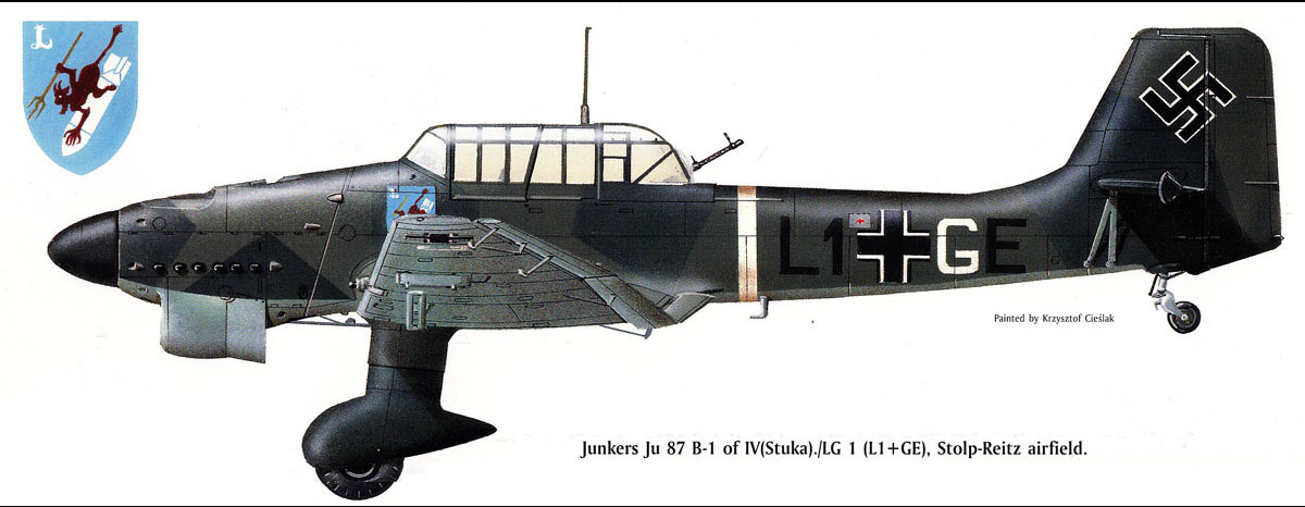 Junkers Ju 87B1 Stuka IV(St).LG1 (L1+GE) Stolp East Prussia 1939 0B