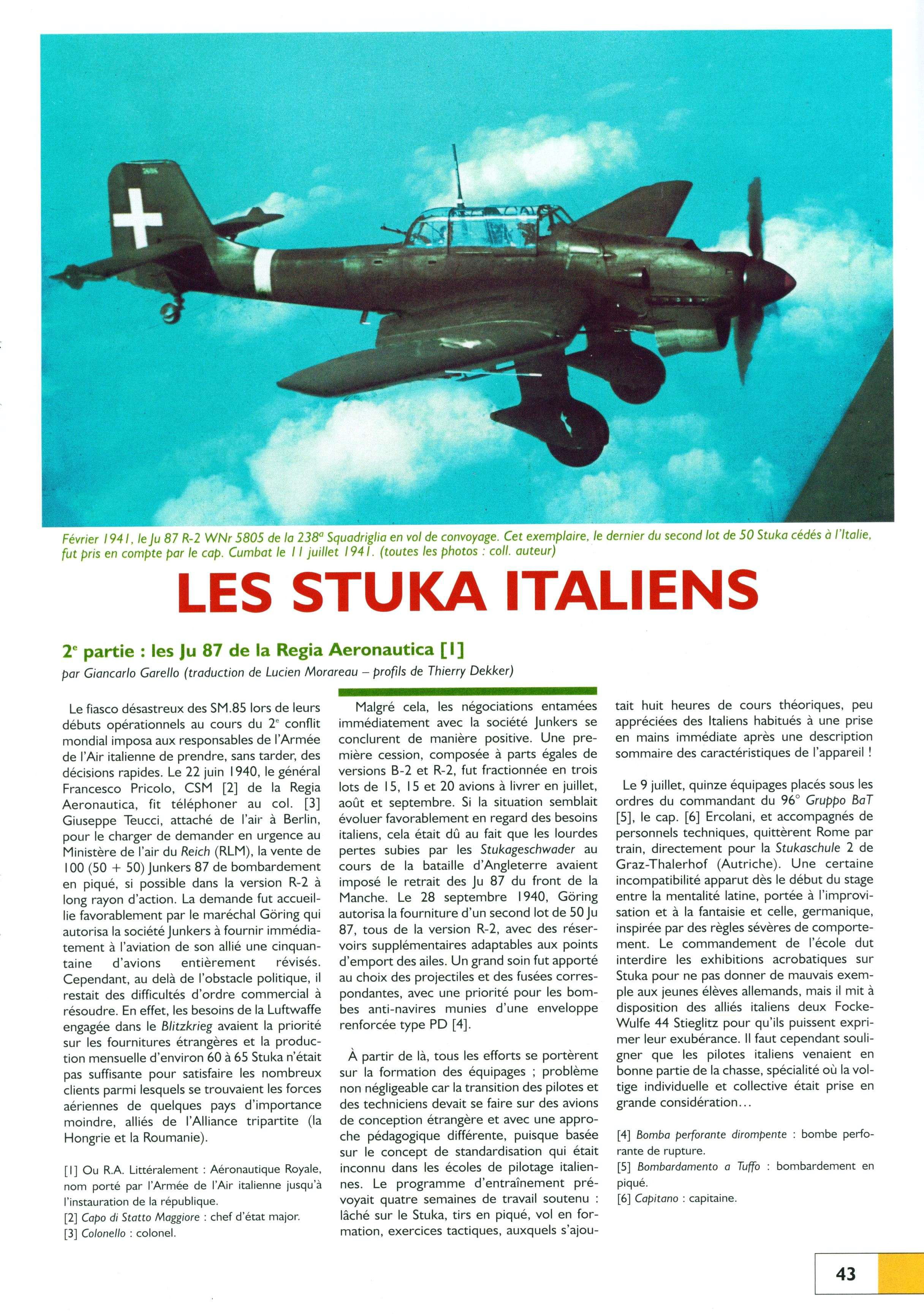 Junkers Ju 87 Picchiatello RA article by Avions 160 page 43