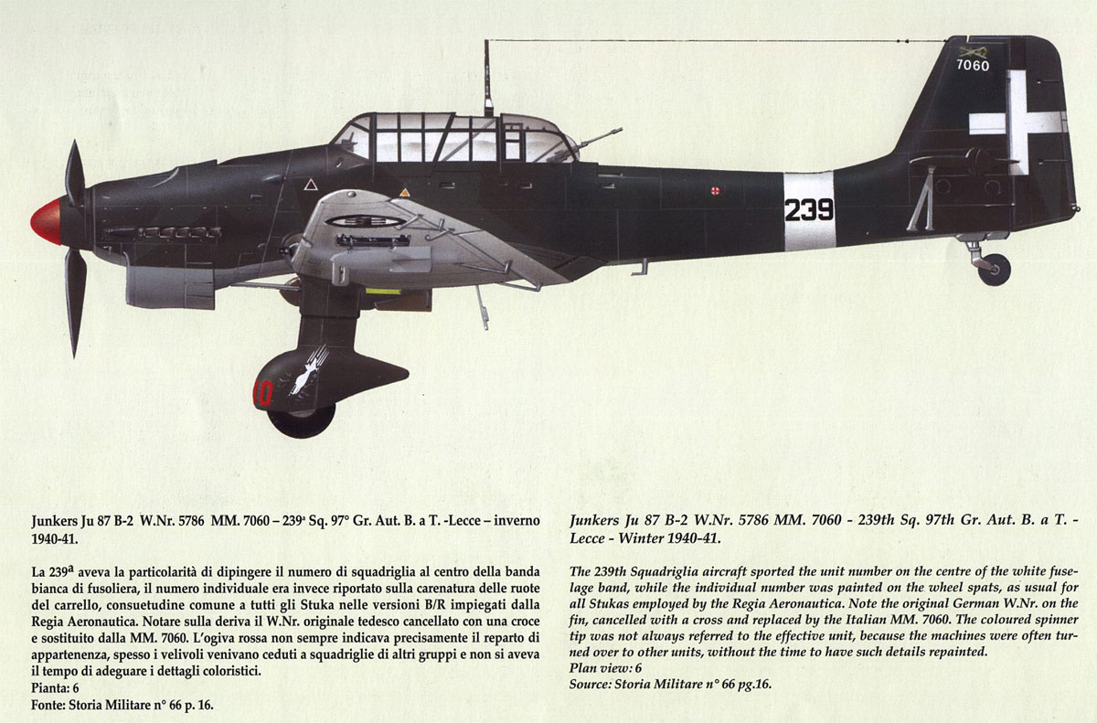 Junkers Ju 87B2 Picchiatelli RA 97 Gruppo 239 Sq WNr 5786 MM7060 red 10 Lecce 1941 0A