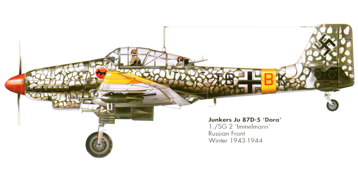 Junkers Ju 87D5 Stuka 2.SG2 (T6+BK) Russia winter 1943 44 0A