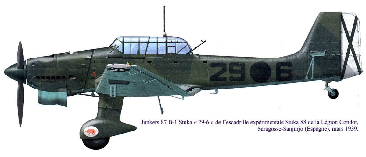 Junkers Ju 87B1 Stuka 1.K88 (29x6) Condor Legion Saragosse Sanjurjo Spain Mar 1939 0A
