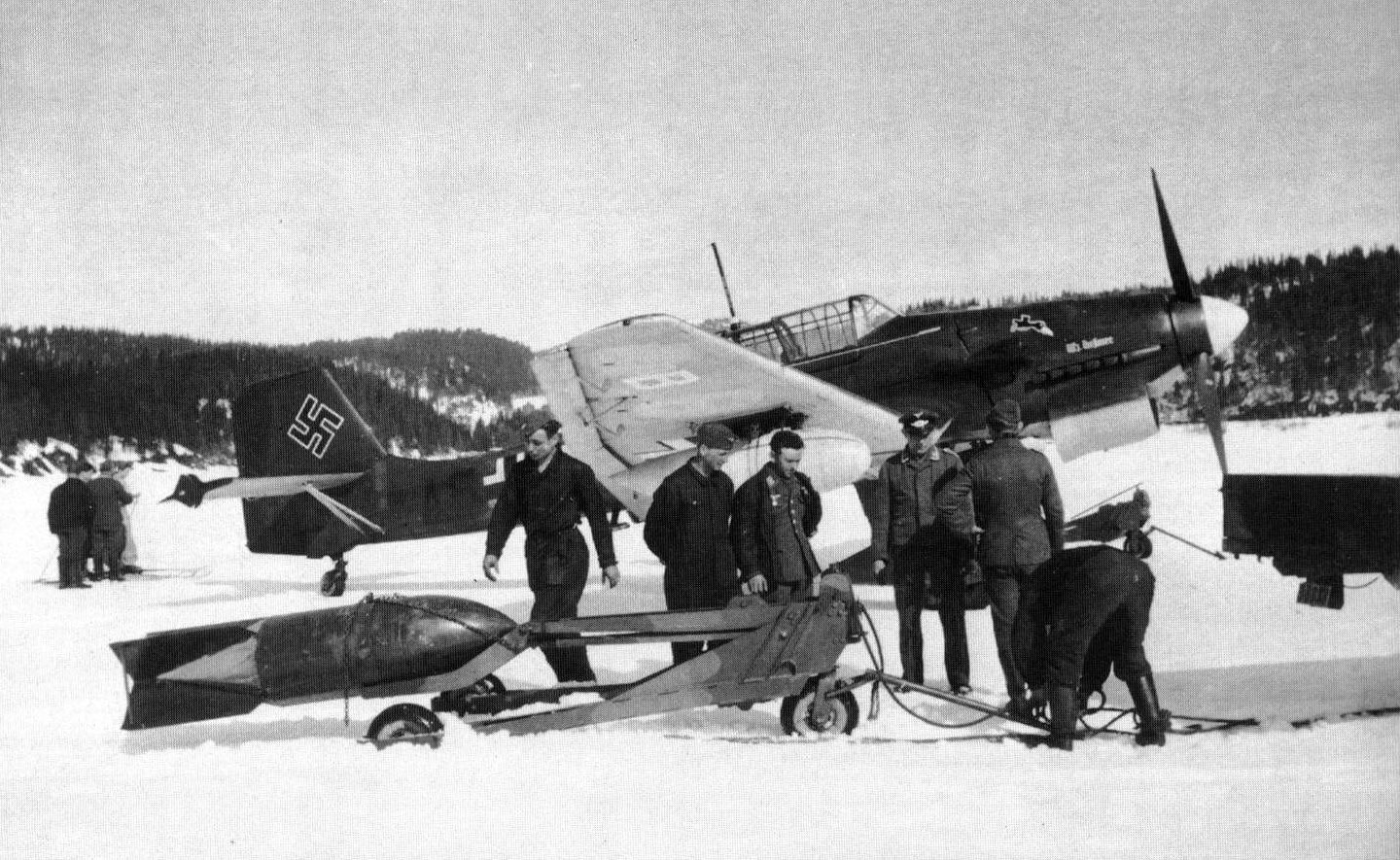 Junkers Ju 87R Stuka 1.StG1 (A5+BH) showing the under side White B Trondheim 1940 01