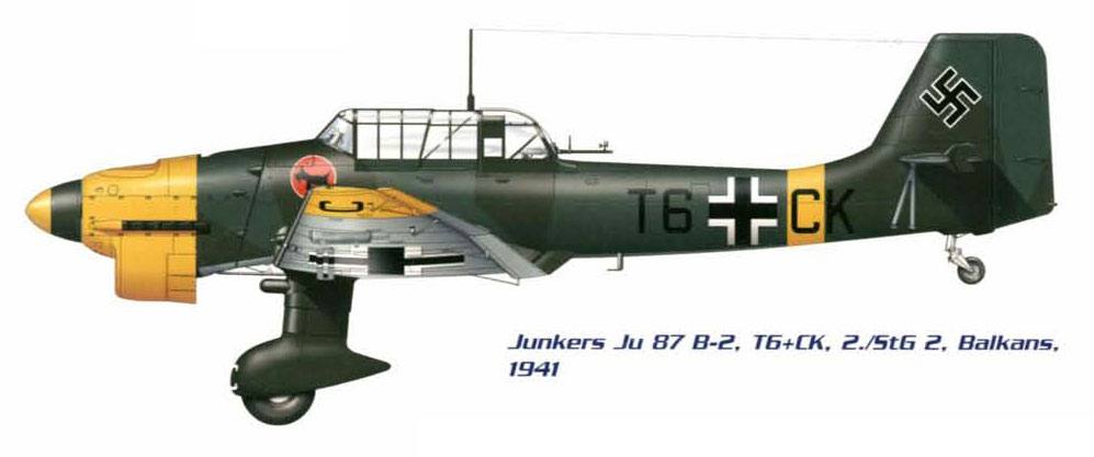 Junkers Ju 87B2 Stuka 2.StG2 (T6+CK) Balkans 1941 0B