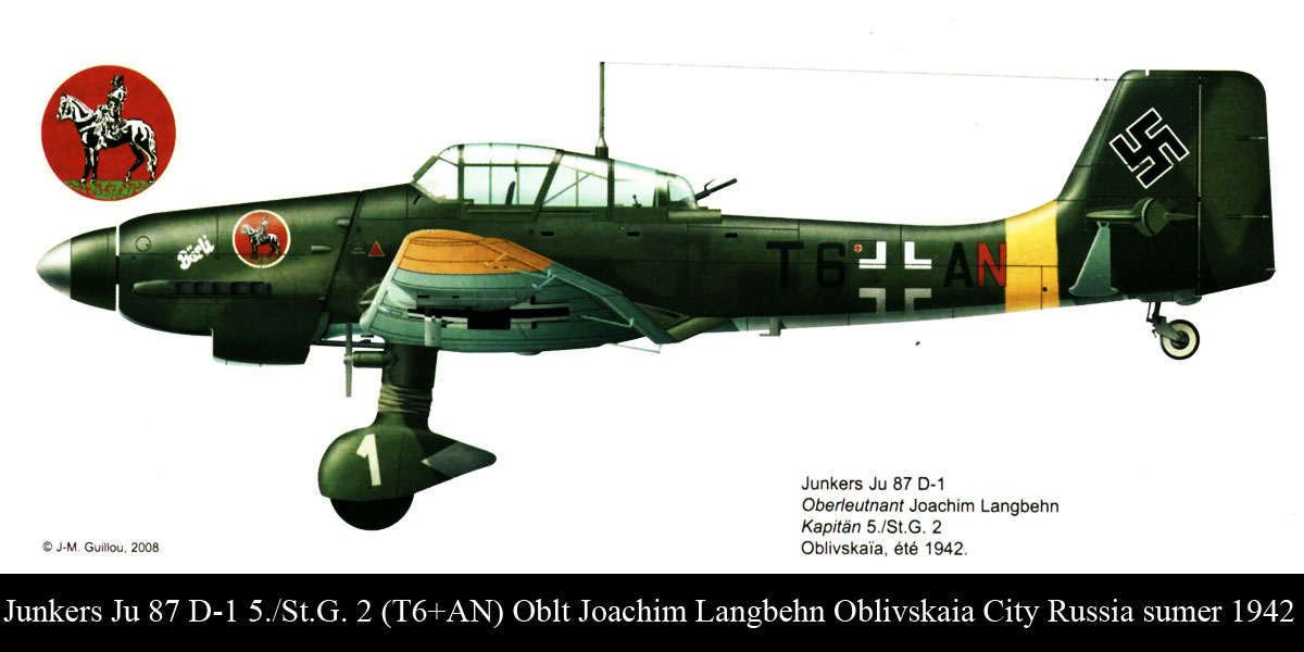 Junkers Ju 87D1 Stuka 5.StG2 (T6+AN) Joachim Langbehn Oblivskaia City Russia sumer 1942 0B