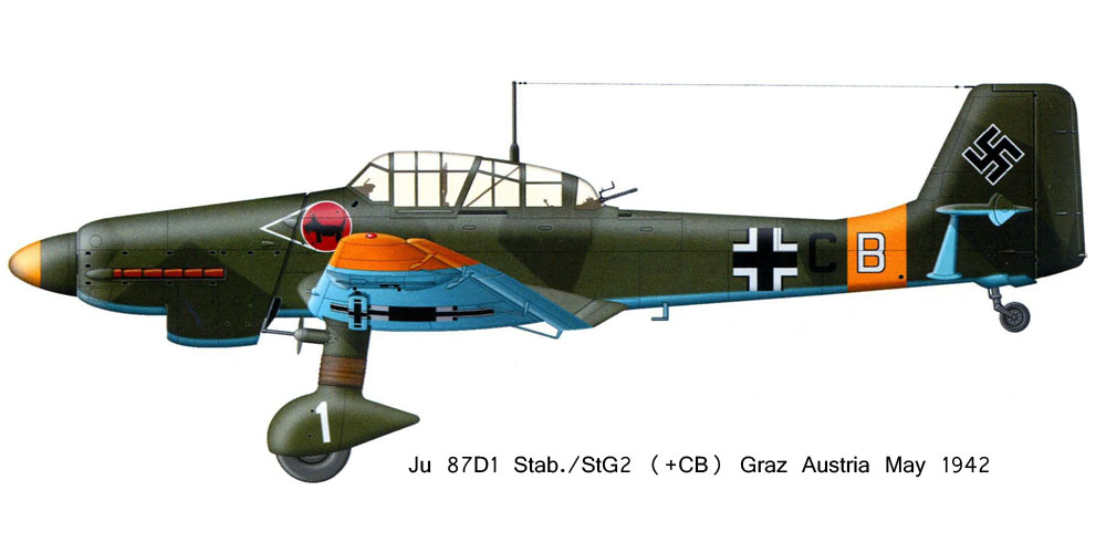 Junkers Ju 87D1 Stuka Stab I.StG2 (+CB) Graz Austria 1942 0A