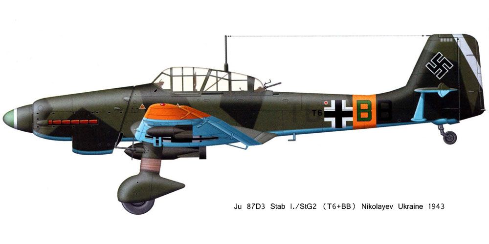 Junkers Ju 87D3 Stuka Stab I.StG2 (T6+BB) Nikolayev Ukraine 1943 0A