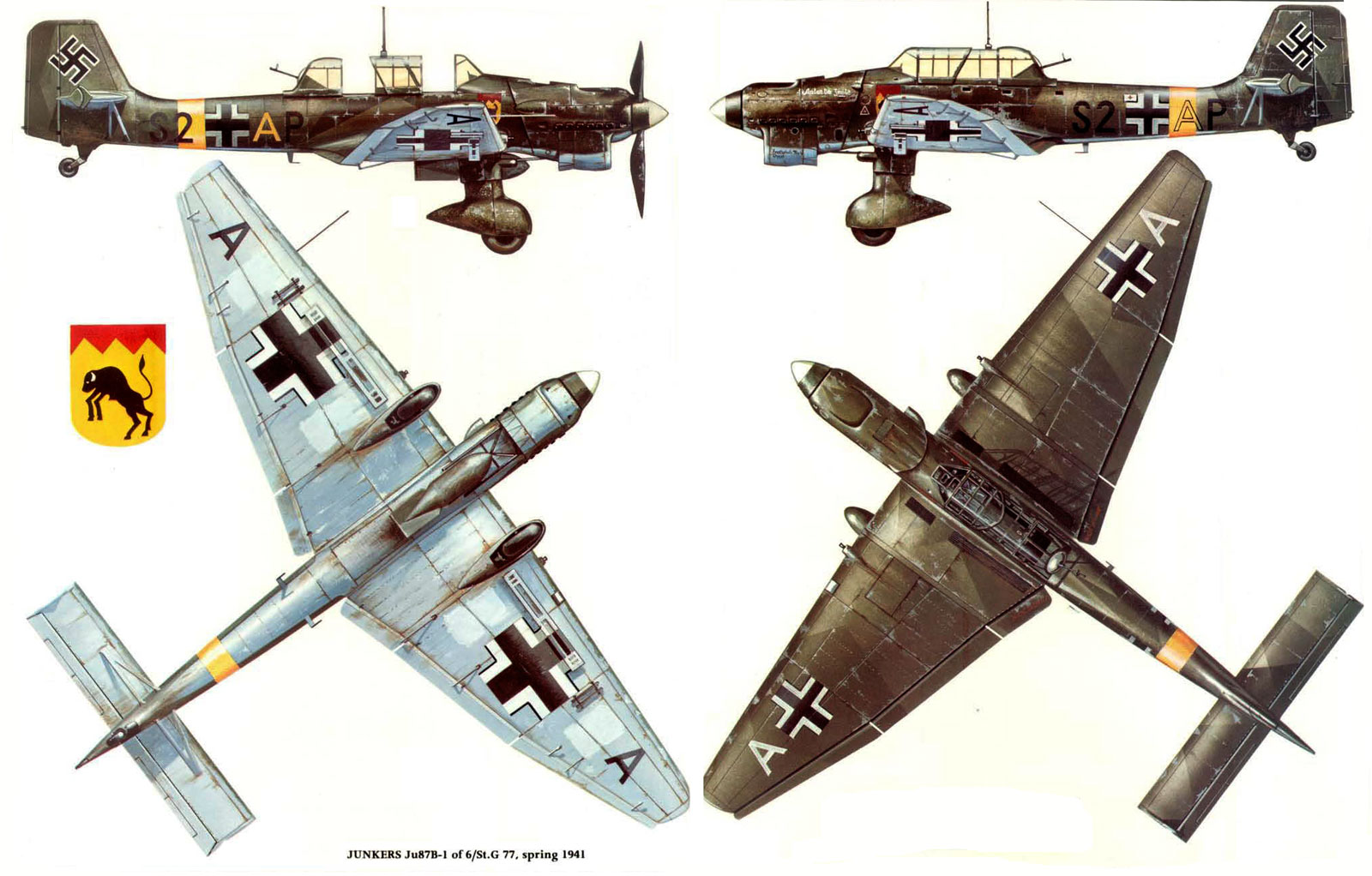 Junkers Ju 87B1 Stuka 6.StG77 (S2+AP) Staffelkapitan France 1940 0A