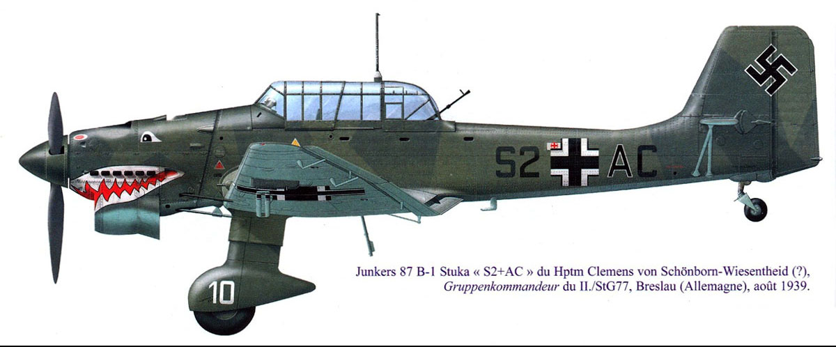 Junkers Ju 87B1 Stuka Stab II.StG77 (S2+AC) Clemens von Schonborn Wiesentheid Germany 1939 0A