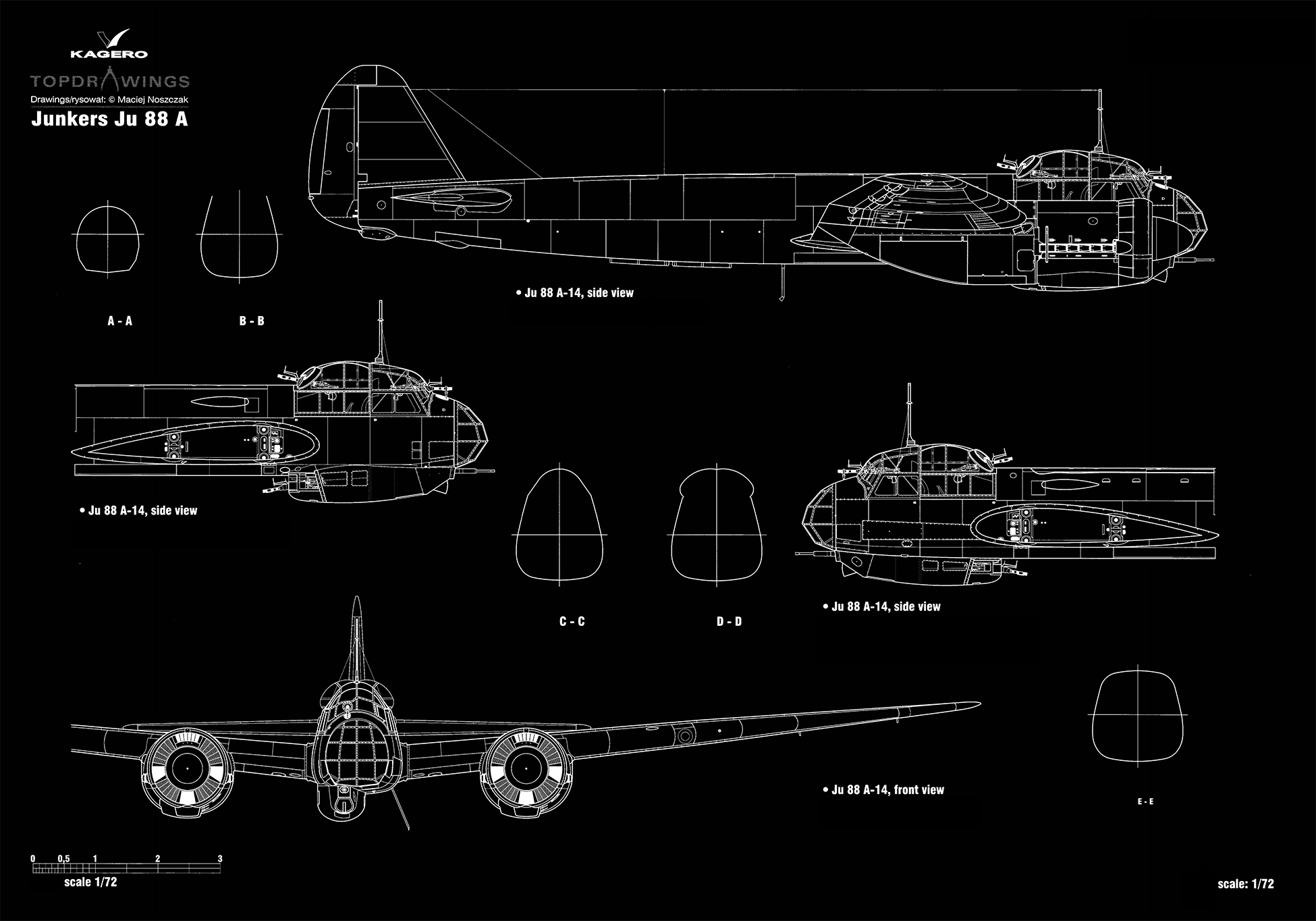 Asisbiz Artwork by Kagero blue print 1.72 scale Junkers Ju