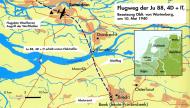 Asisbiz Artwork showing a mission map of Ju 88A 9.KG30 4D+IT May 10 1940 0A
