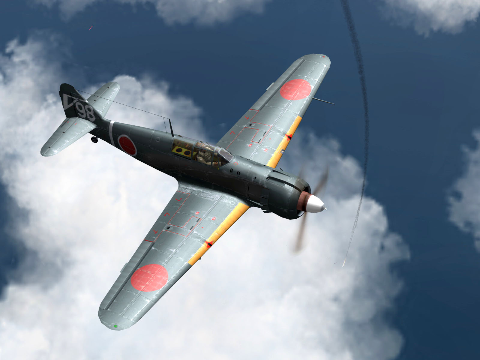 IL2 JH Ki 100 5 Sentai W98 watchking a 20AF B 29 going down Japan V01