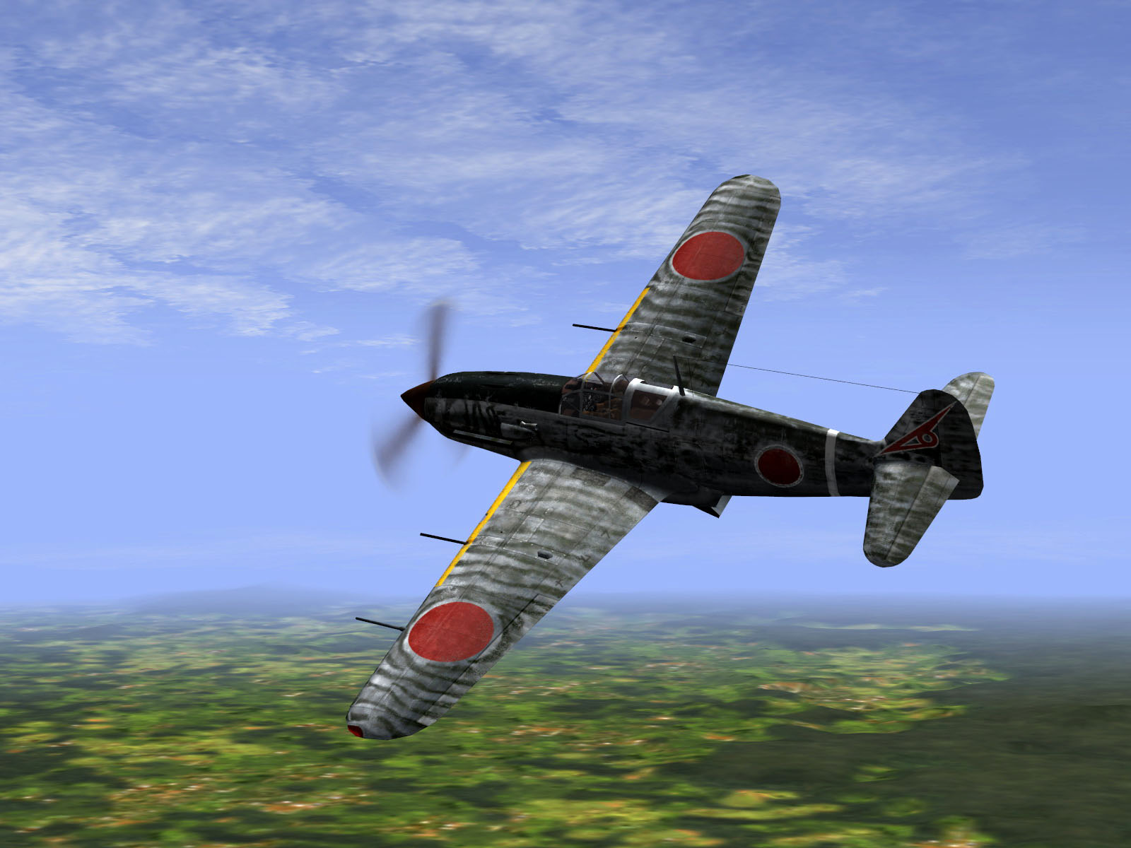 IL2 RO Ki 61 19 Sentai banking left showing a side profile view V01